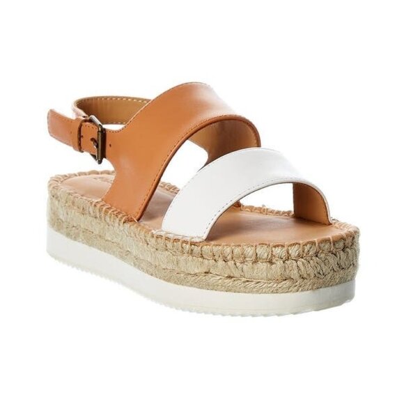 Saludos Shoes - Saludos SIZE 8 Ali Sport Leather Sandals Jute Stitched Camel Tan White